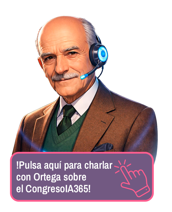 Personaje con auriculares hablando sobre el Congreso Internacional de IA 365º