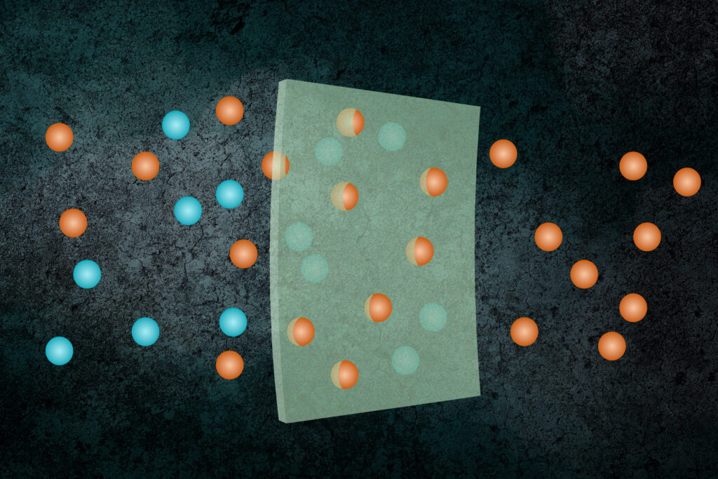 Ilustración de membranas filtrantes de gas para separación química