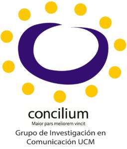 Logo del grupo de investigación Concilium con círculos amarillos y morados.