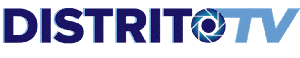 Logo de Distrito TV con diseño moderno y colores vibrantes